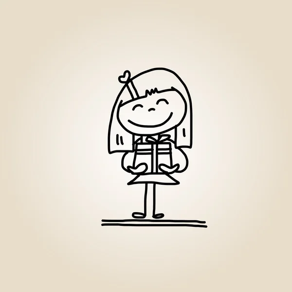 Dessin à la main dessin animé enfants heureux — Image vectorielle