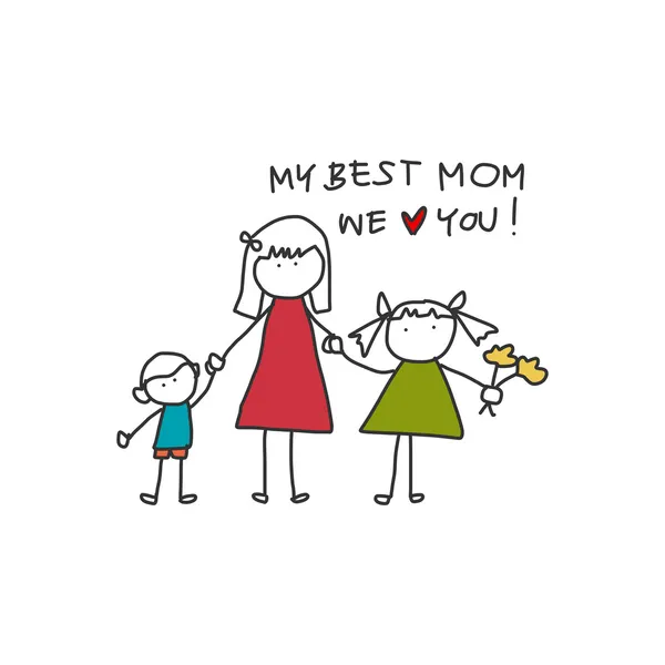 Zeichnung zum Muttertag — Stockvektor