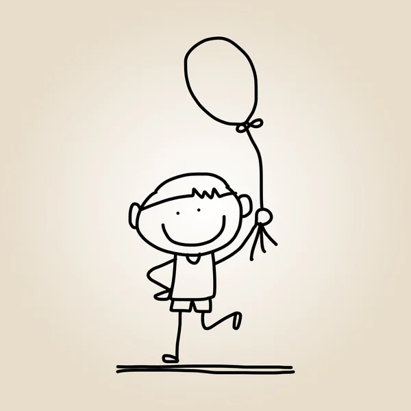 Niño con globo — Vector de stock