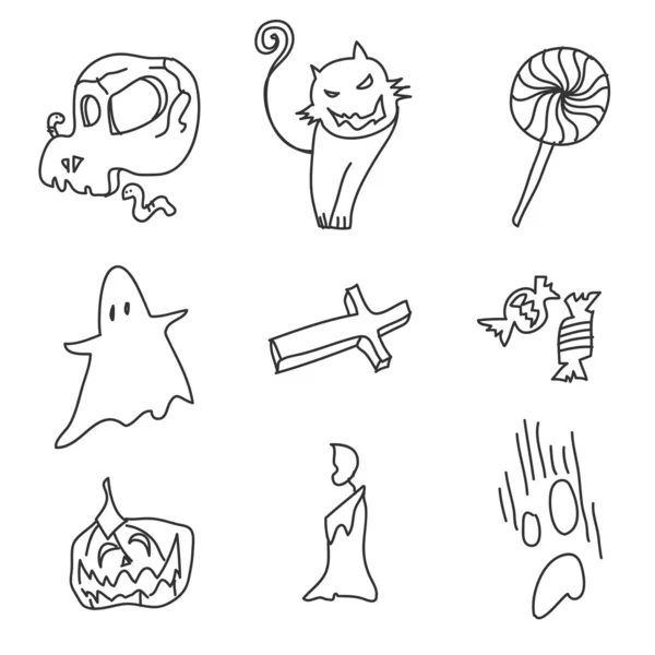 Mão desenho desenhos animados halloween — Vetor de Stock