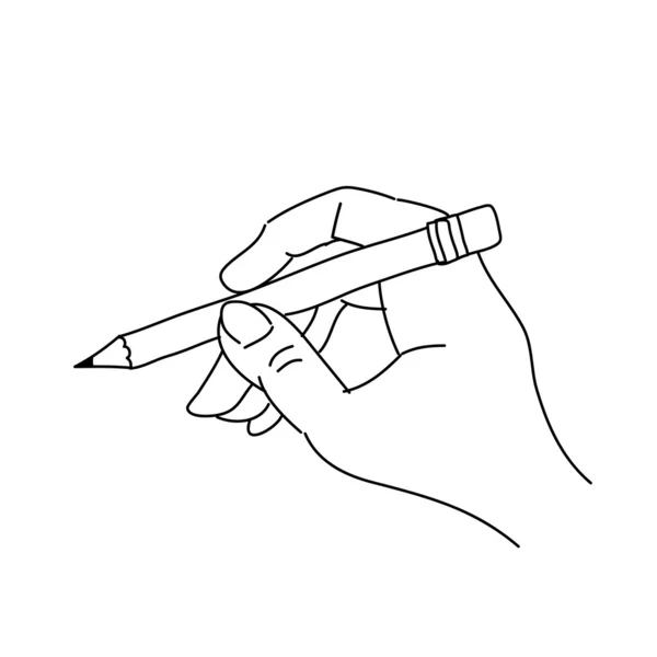 Tangan memegang pensil - Stok Vektor