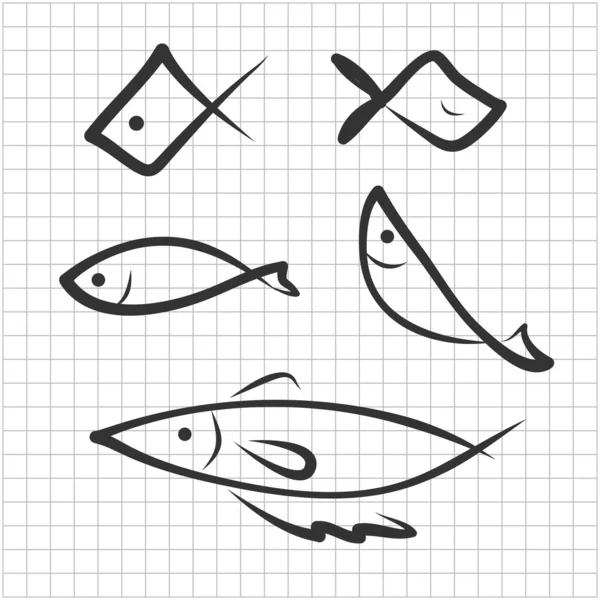 Icono de pescado — Vector de stock