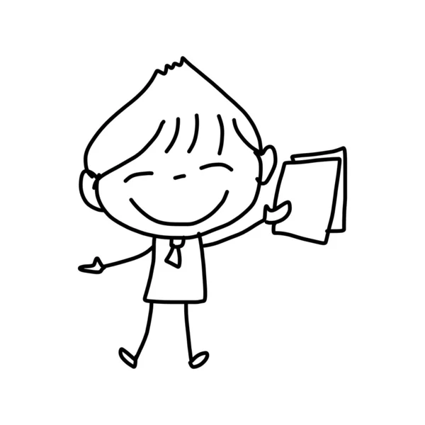 Dessin à la main dessin animé enfants heureux — Image vectorielle