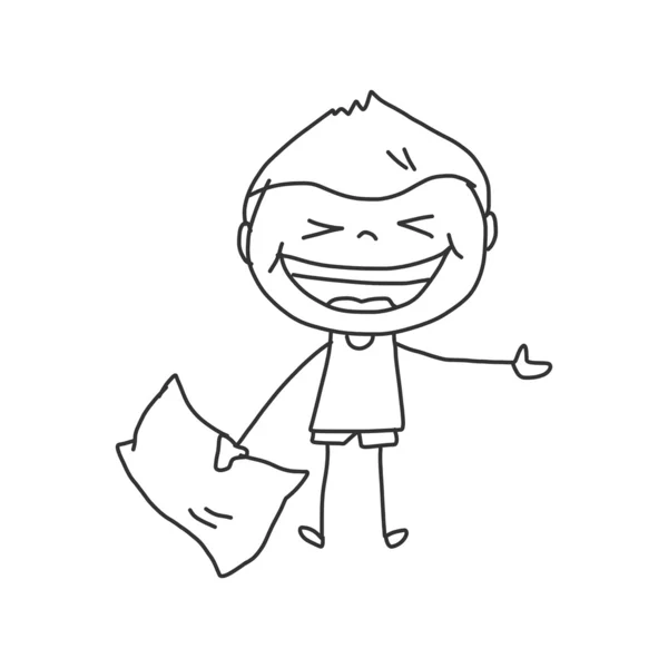 Hand ritning pojke med papper — Stock vektor