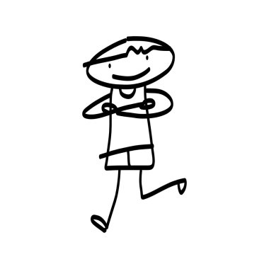 El çizimi çizgi film karakteri mutluluk