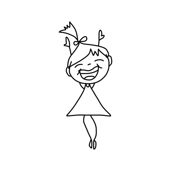 Disegno a mano personaggio cartone animato felicità — Vettoriale Stock