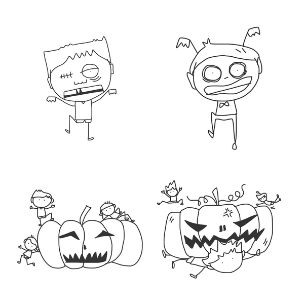 Hand tekening cartoon halloween — Stockvector