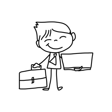 El çizimi karikatür karakter iş kişi