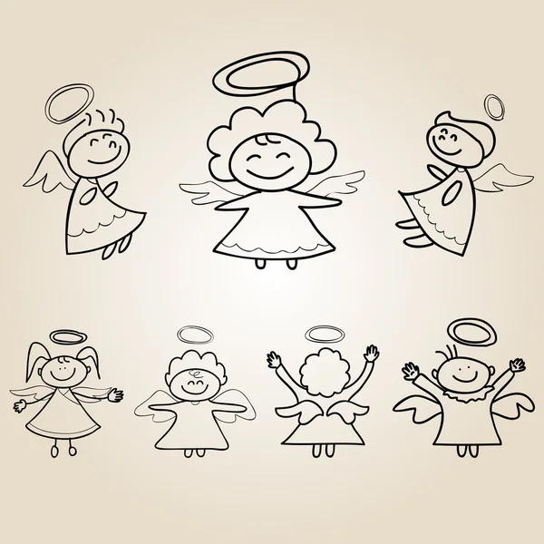 Hand drawings cartoon angel — Stock Vector