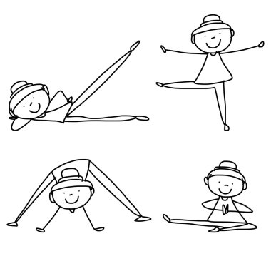 çizgi film el pratik Yoga kadın çizimi