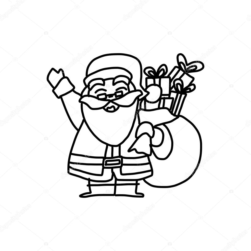 Hand Drawing Cartoon Christmas Santa Claus Stock Vector