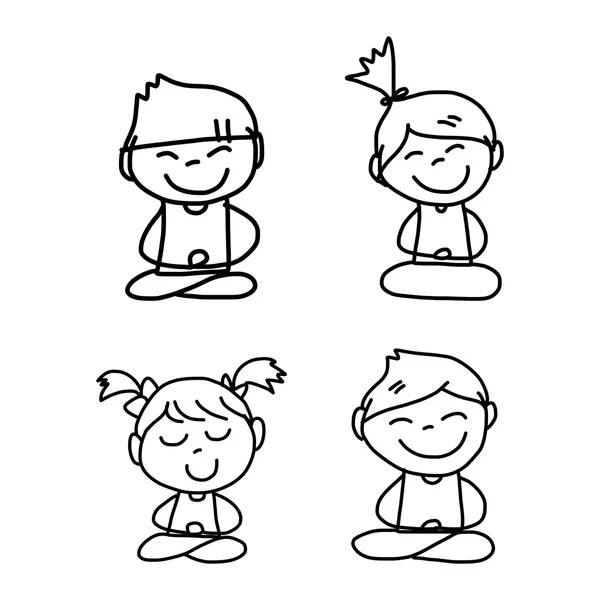 Dibujo a mano dibujos animados personas felices — Vector de stock