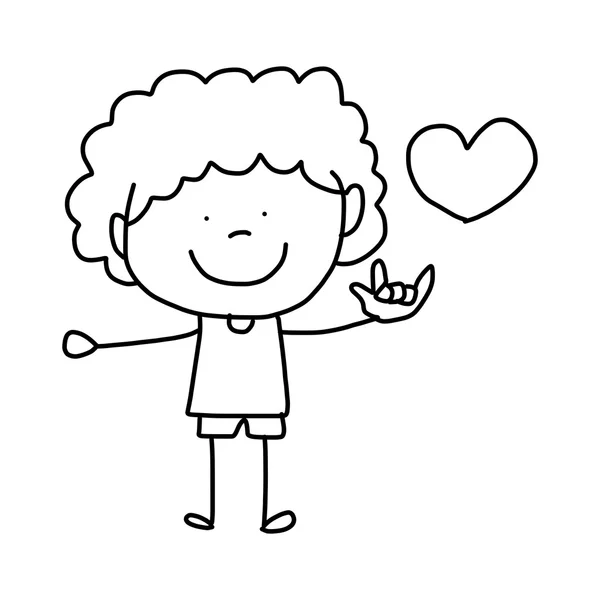 Dessin animé amour dessiné à la main — Image vectorielle