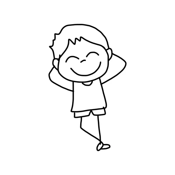 Dibujos animados dibujado a mano niño feliz — Vector de stock