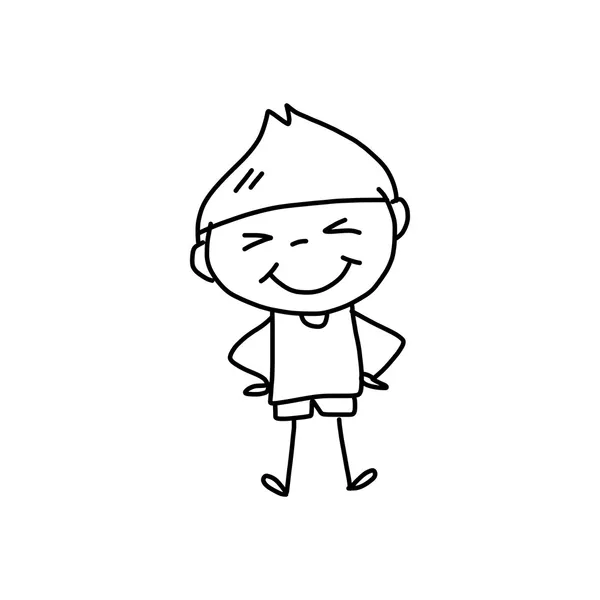 Karikatur handgezeichnetes glückliches Kind — Stockvektor