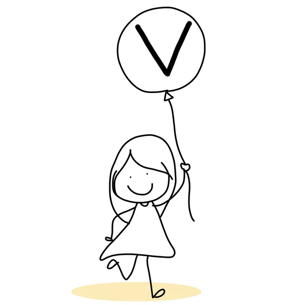 Hand drawing cartoon happiness alphabet — Stock Vector