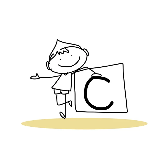 Dessin à la main alphabet bonheur dessin animé — Image vectorielle