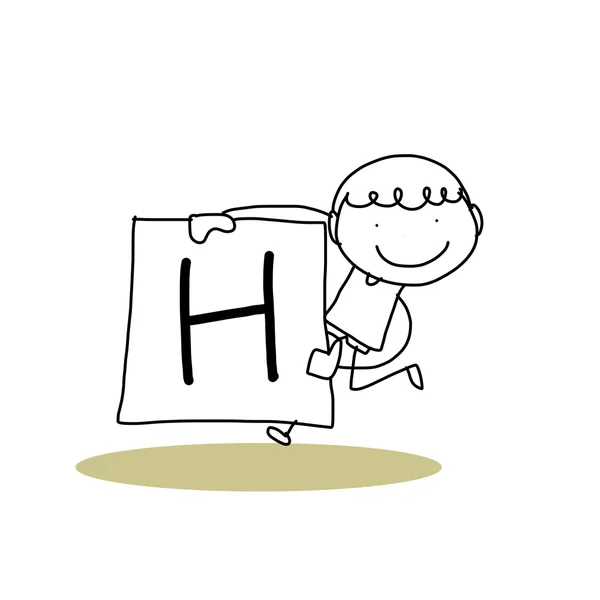 Hand drawing cartoon happiness alphabet — Stock Vector