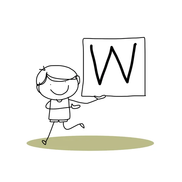 Ruční kreslení karikatury štěstí abeceda — Stockový vektor