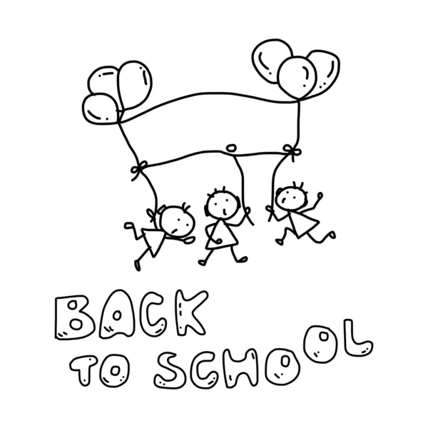 Hand tekening cartoon terug naar school — Stockvector