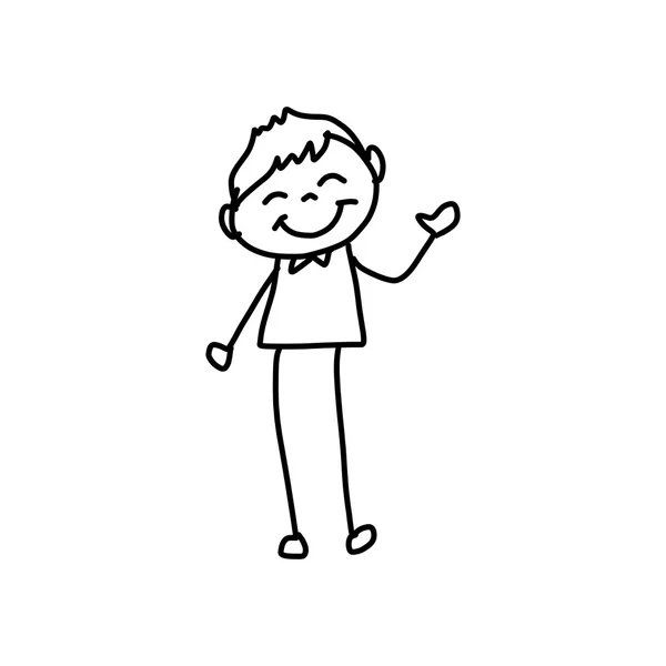Handzeichnung Karikatur eines freundlichen Jungen — Stockvektor