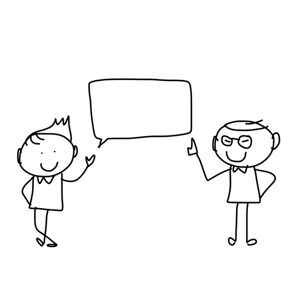 Håndtegning tegneserie af to forretningsmænd diskutere forretningsplan – Stock-vektor