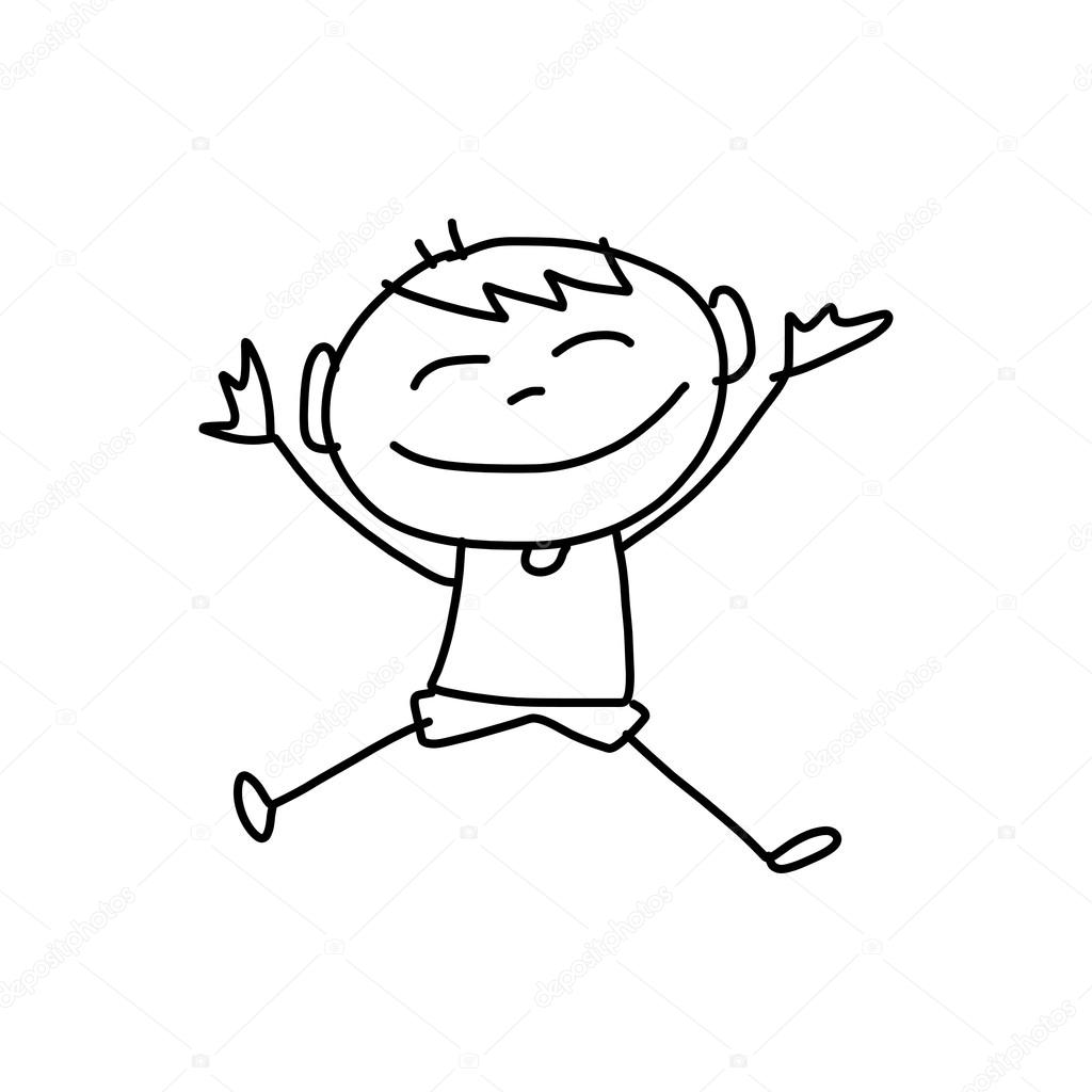 Hand drawing cartoon of jumping happy boy Stock Vector Image by ©atthameeni #43027079 Hand drawing cartoon of jumping happy boy Stock Vector Image by ©atthameeni #43027079