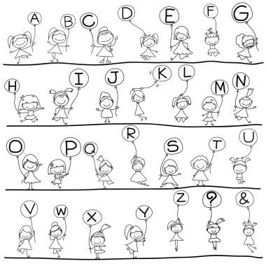 el çizim karikatür alfabesi