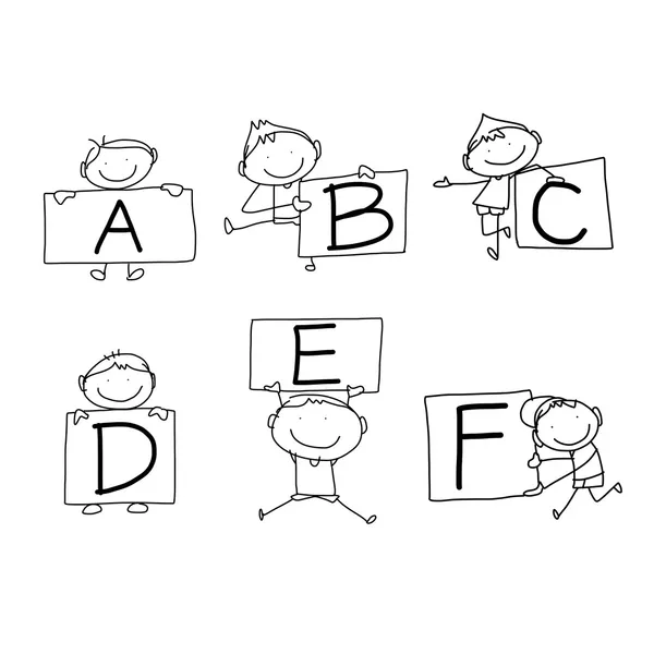 Alphabet dessin à la main dessin animé — Image vectorielle