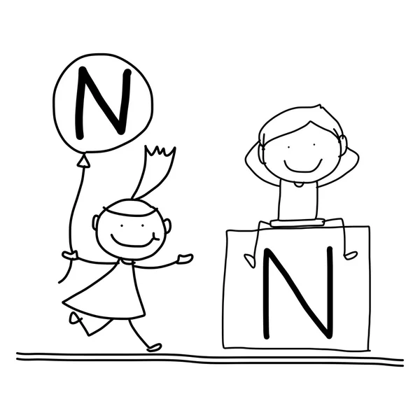 Карикатурный алфавит N — стоковый вектор