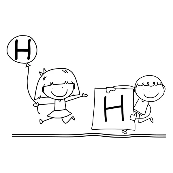 Handzeichnung Cartoon Alphabet h — Stockvektor