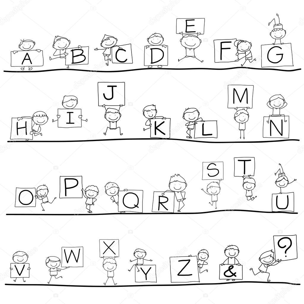 Hand drawing cartoon alphabet