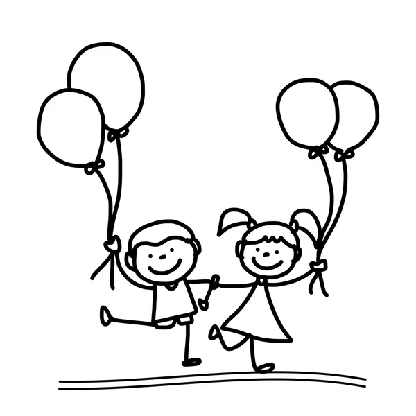 Desene animate copii fericiti — Vector de stoc