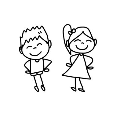 karikatür mutlu çocuklar