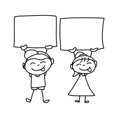 karikatür mutlu çocuklar