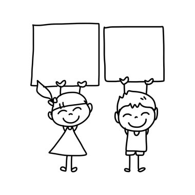 karikatür mutlu çocuklar