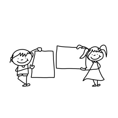 karikatür mutlu çocuklar