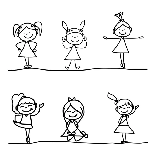 Cartoni animati bambini felici — Vettoriale Stock