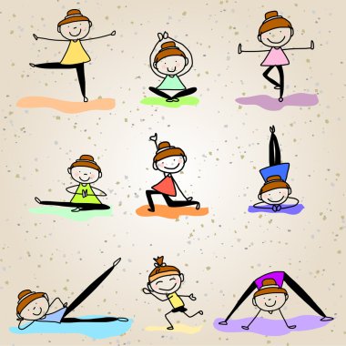 Yoga yapıyor kızlar çizimi uzat