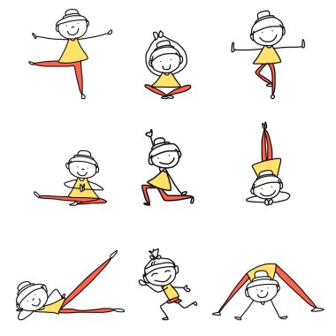 Yoga yapıyor kızlar çizimi uzat