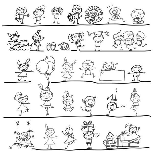karikatür mutlu çocuklar