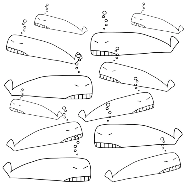Baleines à dessin animé — Image vectorielle