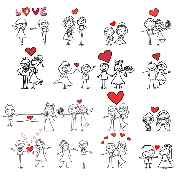 Casamento feliz dos desenhos animados — Vetor de Stock