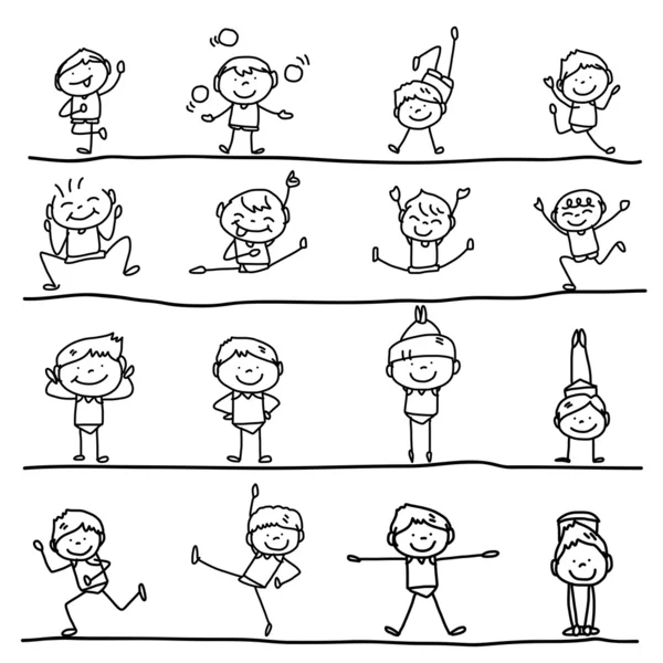 Personajes de dibujos animados niños felices — Archivo Imágenes Vectoriales