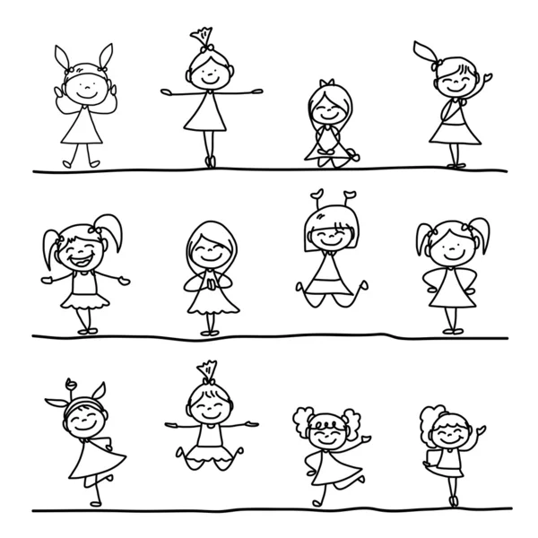 Personajes dibujos animados niños — Vector de stock