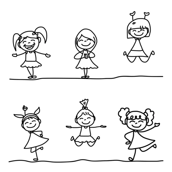 Personajes dibujos animados niños — Vector de stock