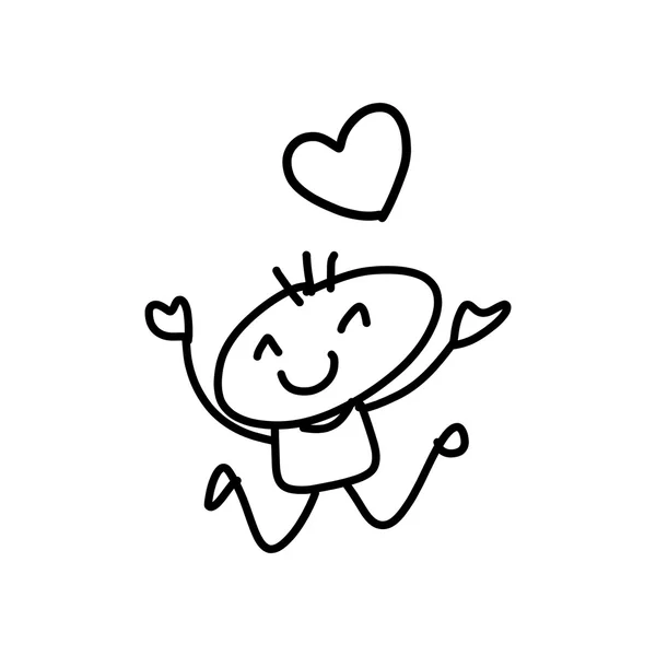 Mão desenho desenhos animados crianças felizes —  Vetores de Stock