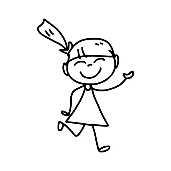 Dibujo a mano dibujos animados niños felices — Vector de stock