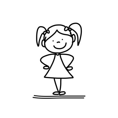 El çizimi çizgi film karakteri mutlu çocuklar