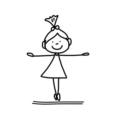 El çizimi çizgi film karakteri mutlu çocuklar